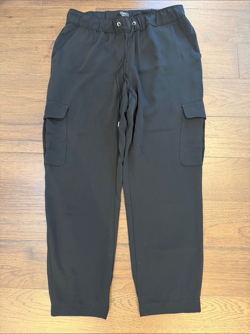 LOFT Black Pull On Drawstring Cargo Jogger Pants Size Small - C54-039